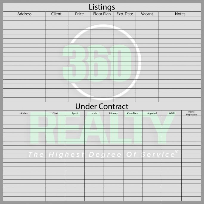 360 Realty Listing Tracking Board