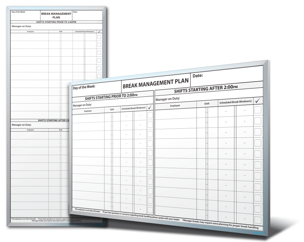 Aldi Break Management Whiteboards