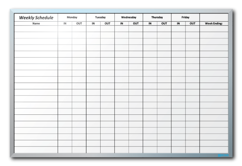 Assured Packaging Weekly Schedule Dry Erase Board