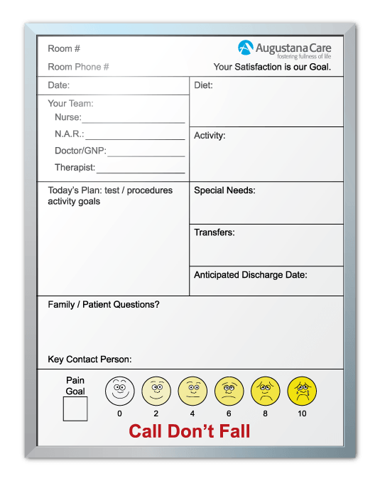 Augustana Healthcare Patient Info Communication Dry Erase Board
