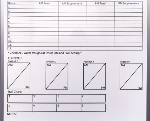 Barn 2 Feed Chart