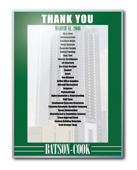 Batson Cook "Thank You" Dry Erase Board