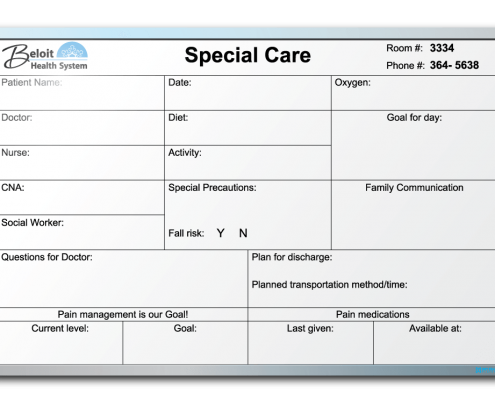 Beloit Health Systems Special Care Dry Erase Board