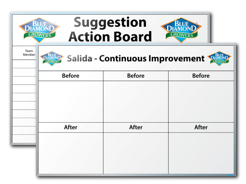 Blue Diamond Growers Suggestion Action & Continuous Improvement Dry Erase Boards