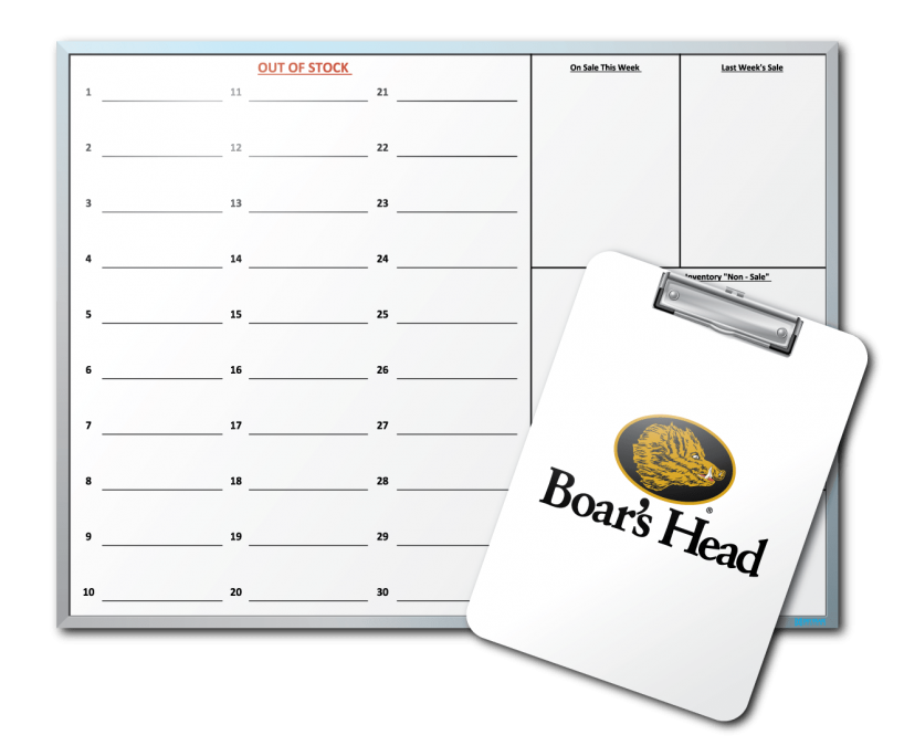 CTW Provisions Boar's Head Stock Tracking Dry Erase Clipboards