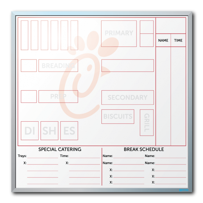 Chick-Fila Greystone Floor Map Dry Erase Board