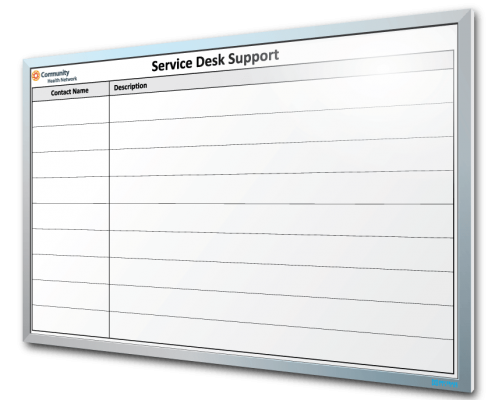 Community Health Network Service Desk Support Dry Erase Board