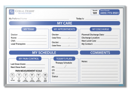 Coral Desert Rehabilitation Patient Tracker Dry Erase Board 24" x 36"