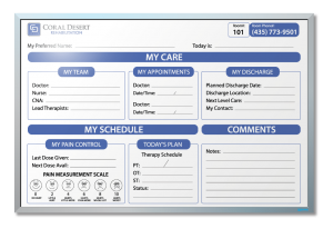 Coral Desert Rehabilitation Patient Tracker Dry Erase Board 24" x 36"