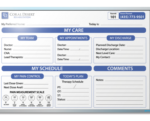 Coral Desert Rehabilitation Patient Tracker Dry Erase Board 24" x 36"