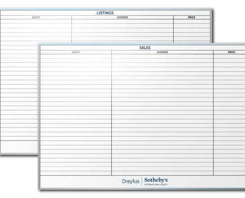 Dreyfus Sothebys Sales Tracking and Listing Tracking Dry Erase Boards