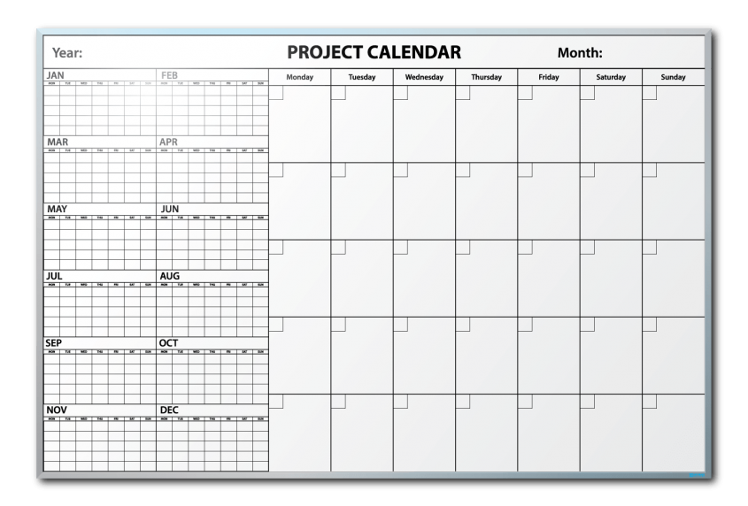Falken Tires Project Tracking Calendar Dry Erase Board