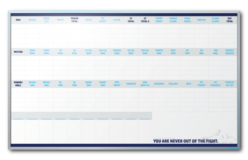 Personal Gym Record Tracking Dry Erase Board