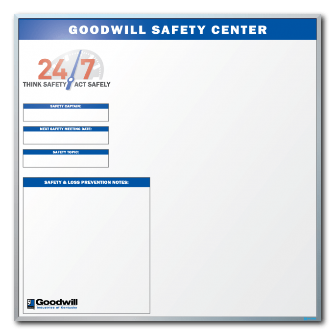 Goodwill Safety Tracking Dry Erase Board