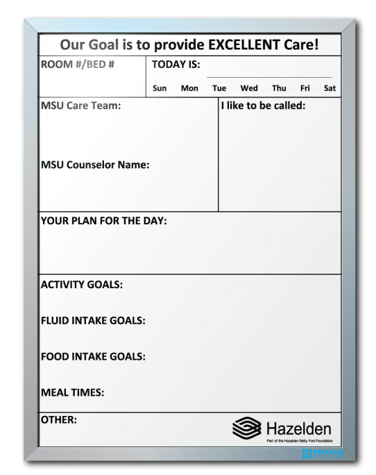 Hazelden Foundation Patient Communication Dry Erase Board