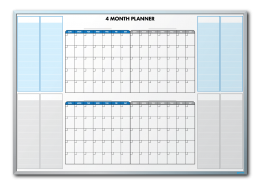 ISA Inc. Personalized 4-Month-At-A-Glance Calendar Dry Erase Board