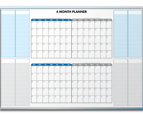 ISA Inc. Personalized 4-Month-At-A-Glance Calendar Dry Erase Board