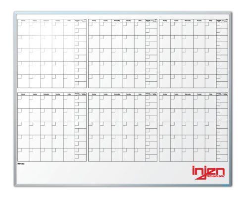 Injen Technologies 6-Month-At-A-Glance Calendar Whiteboard