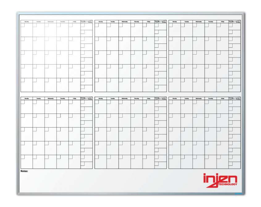 Injen Technologies 6-Month-At-A-Glance Calendar Whiteboard