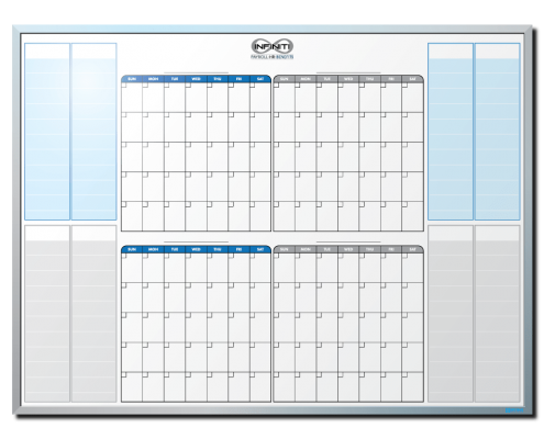 Infiniti Payroll Customized 4-Month-At-A-Glance Dry Erase Board