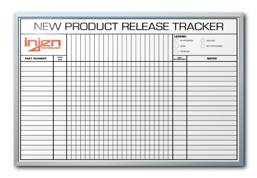 InJen Technologies New Item Release Tracker Dry Erase Board 24" x 36"