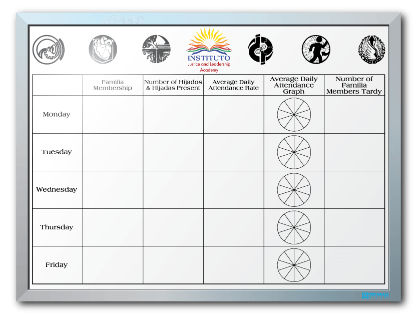 Instituto Justice & Leadership Participation/Attendance Dry Erase Board