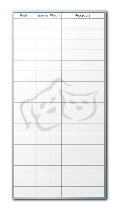 Lake Geneva Animal Hospital Patient Tracker Dry Erase Board