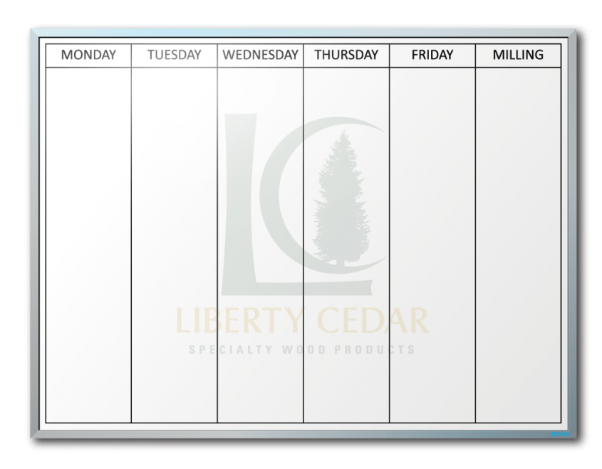 Liberty Cedar Week-At-A-Glance Dry Erase Board