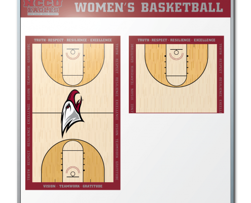 North Carolina Central University Women's Basketball Coaching Staff Dry Erase Board