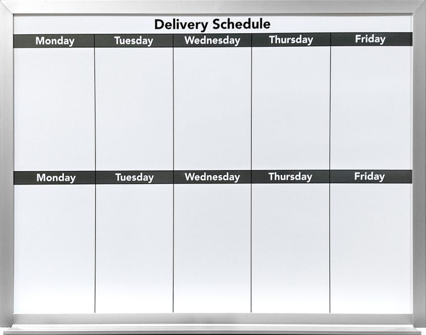 Delivery Schedule Whiteboard Two Week Schedule