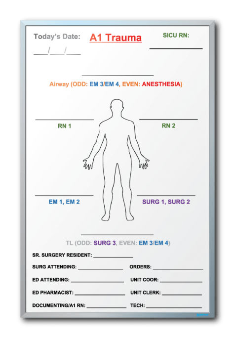 New York Presbyterian Hospital Trauma Detail Dry Erase Board 36" x 23.5"