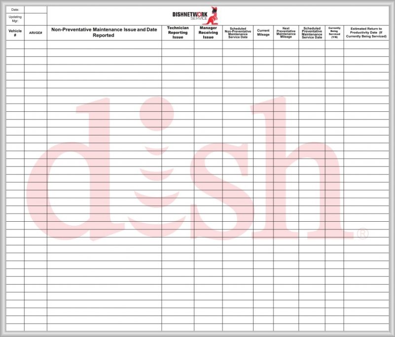 Dish Network Maintenance Whiteboard