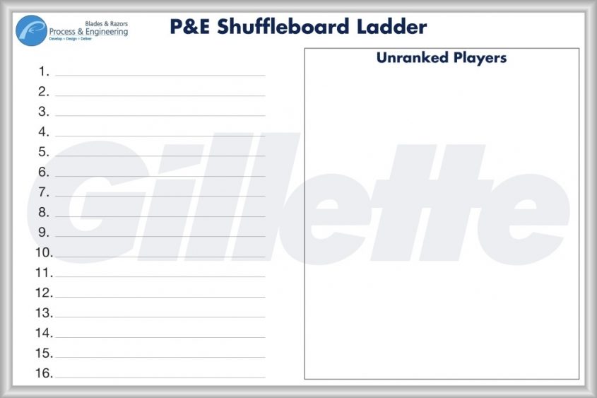 Gillette P&E Shuffleboard Ladder Board