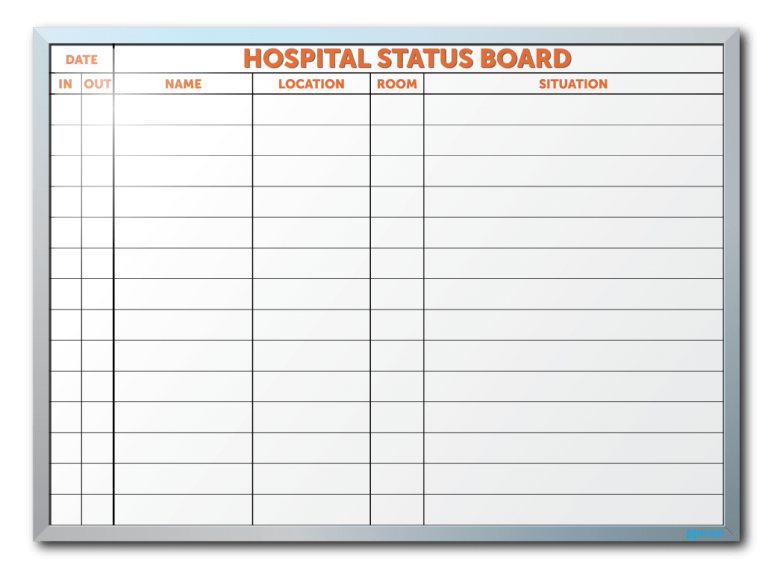 Parish UMC Hospital Status Dry Erase Board Dry Erase Designs