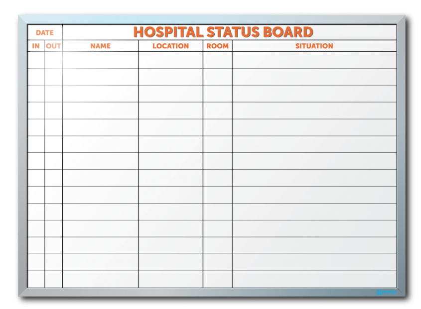 Parish UMC Hospital Status Dry Erase Board