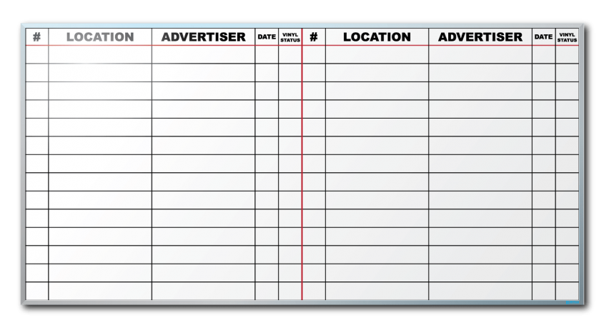 Ralston Outdoor Advertising Job Tracker Dry Erase Board