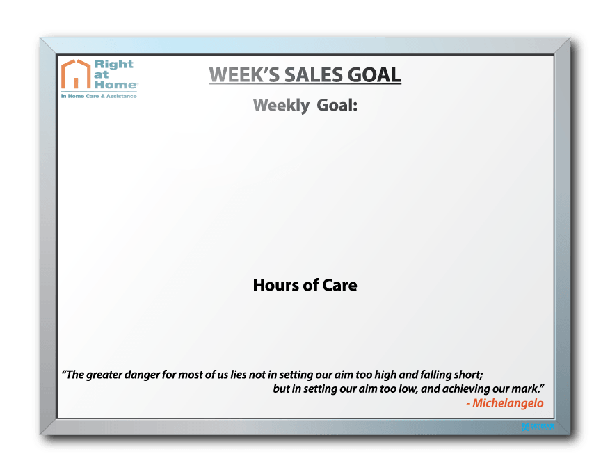 Right at Home Sales Goal Tracking Dry Erase Board Custom Dry Erase
