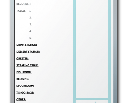 The Corner Table Soup Kitchen Volunteer Assignment Tracker Dry Erase Board 18" x 24"