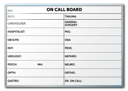 The Regional Medical Center On Call Dry Erase Board