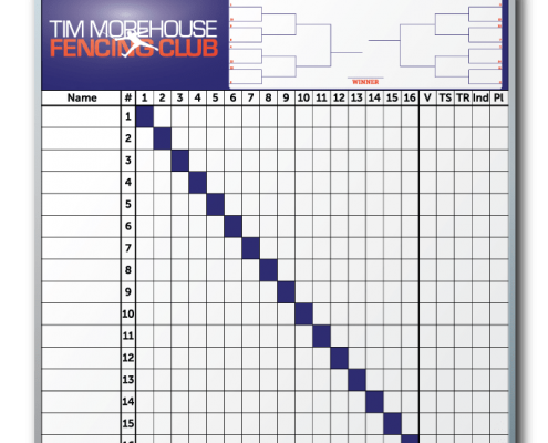 Tim Morehouse Fencing Club Scoreboard Dry Erase Board 48" x 48"