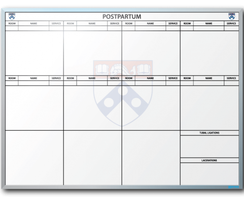 Hospital at University of Pennsylvania Postpartum Patient Info Dry Erase Board