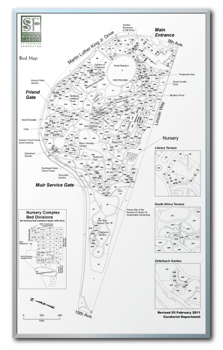 San Francisco Botanical Garden Nursery Complex Layout Markerboard