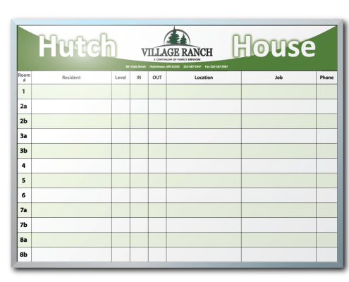 Village Ranch Room Tracker Dry Erase Board