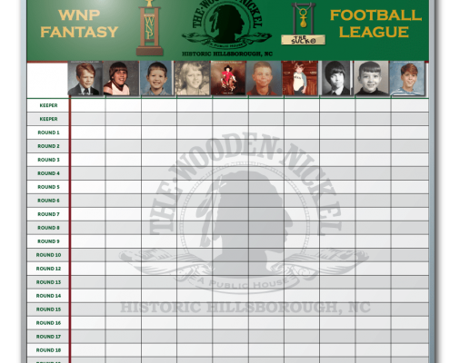 The Wooden Nickel Fantasy Football Draft Dry Erase Board